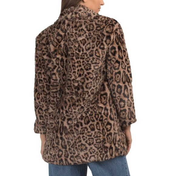 LOVE TREE Camel Cheetah Printed Faux Fur Jacket - Picture 2 of 2